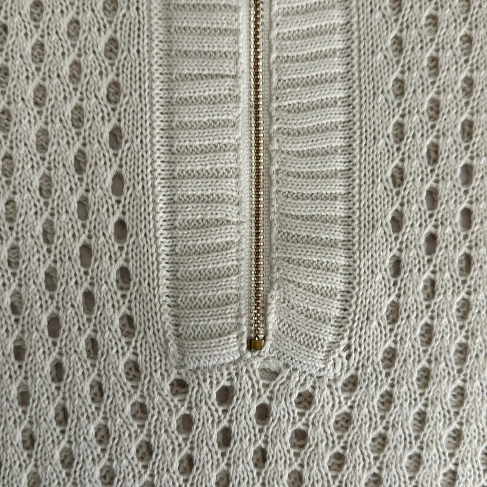 Amazon Crochet Sweater Vest Half Zip Lapel Cap Sleeve Knit Popover Top NWOT - Picture 7 of 7